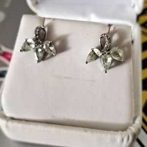 *RARE* Premium Natural Chrysoberyl and White Zircon Stud Earrings